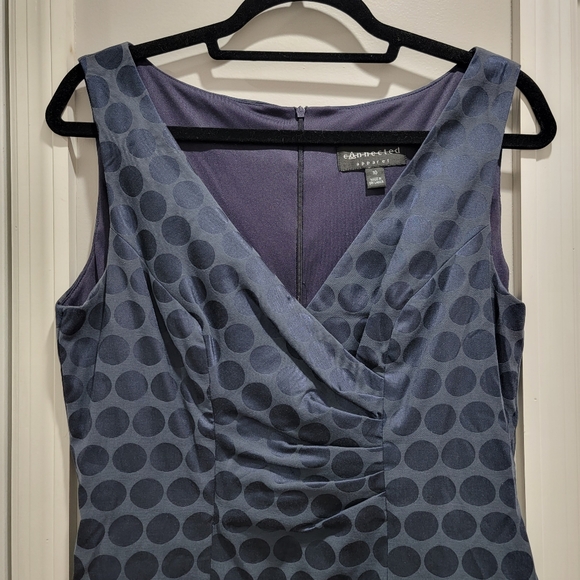 Connected Apparel Blue Polka Dot Sheath Dress - Picture 3 of 13
